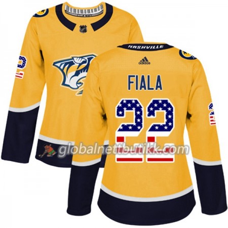 Nashville Predators Hockeydrakt Kevin Fiala 22 2017-2018 USA Flag Fashion Golden Adidas Authentic - Dame